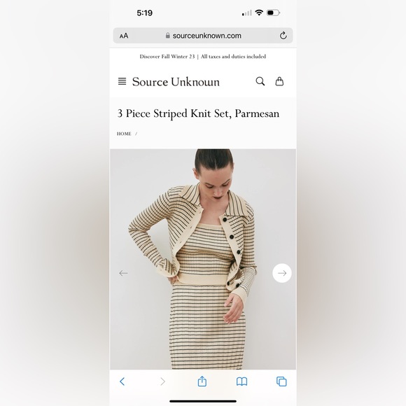 SOURCE UNKNOWN *SET* Three (3) Piece Set Parmesan Top, Cardigan & Skirt NWT - Picture 13 of 14